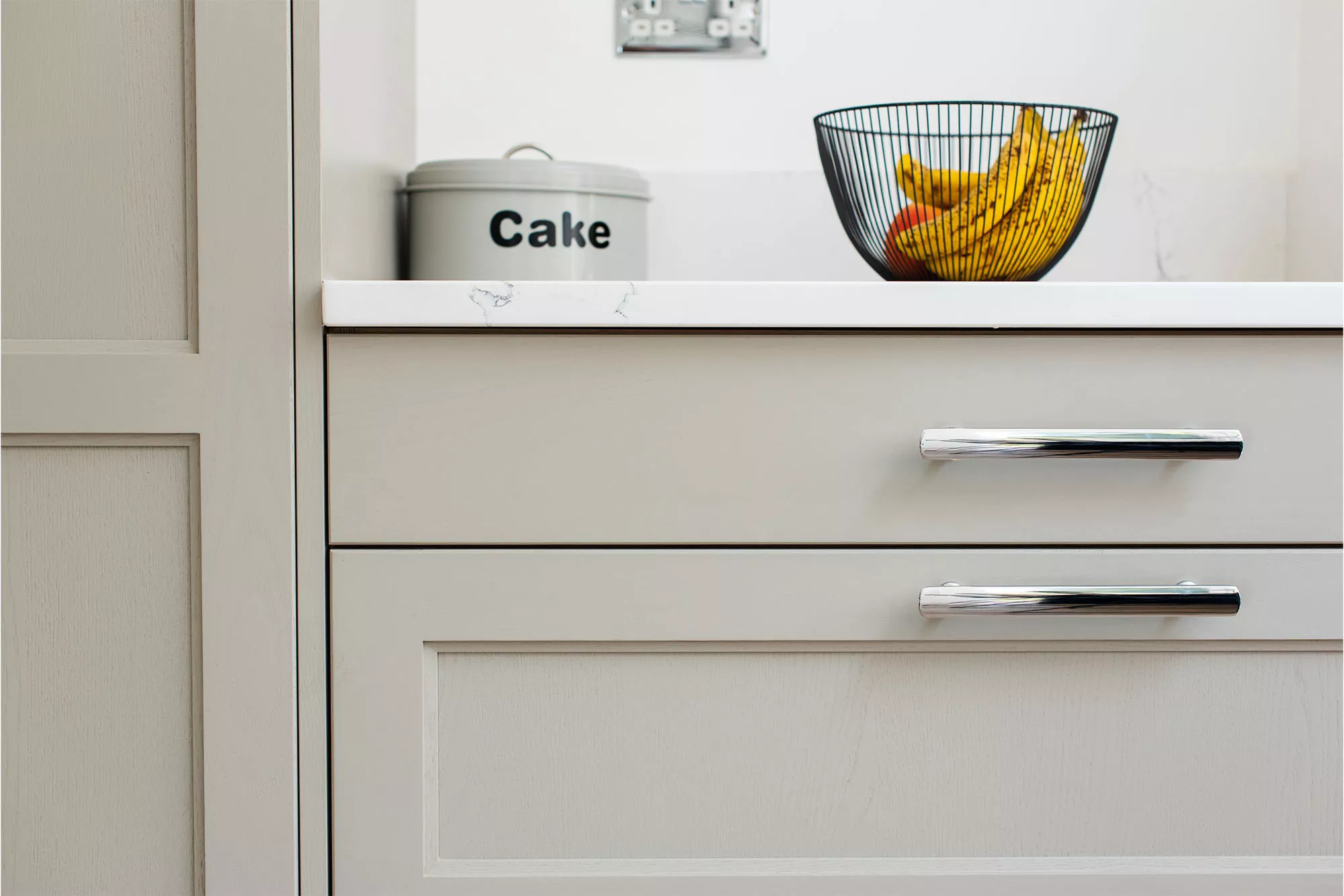 soft grey kitchen drawers