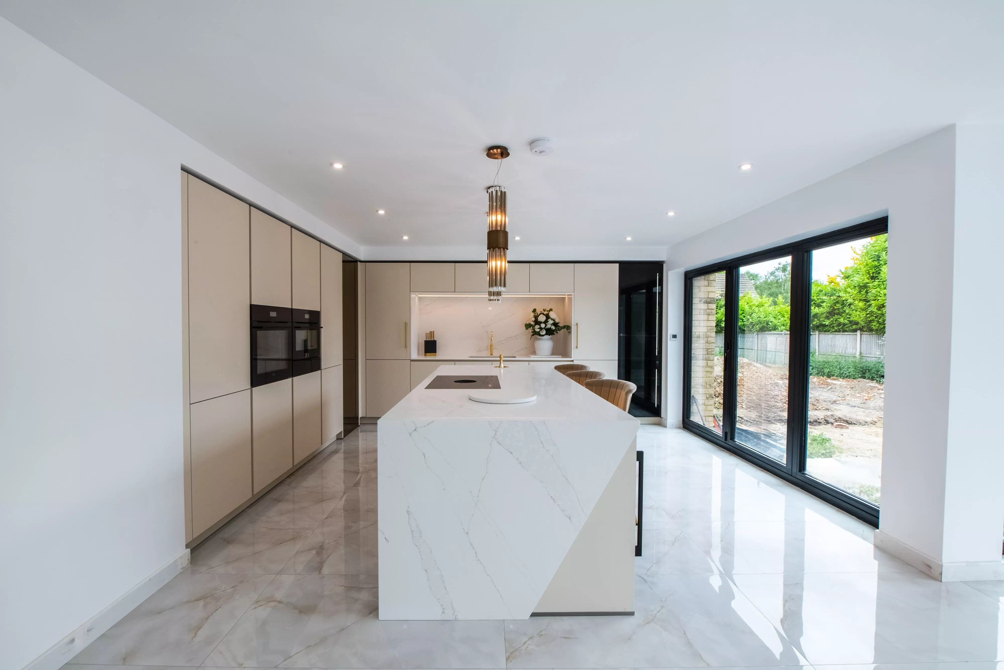 Sophisticated Beige German Handleless Kitchen