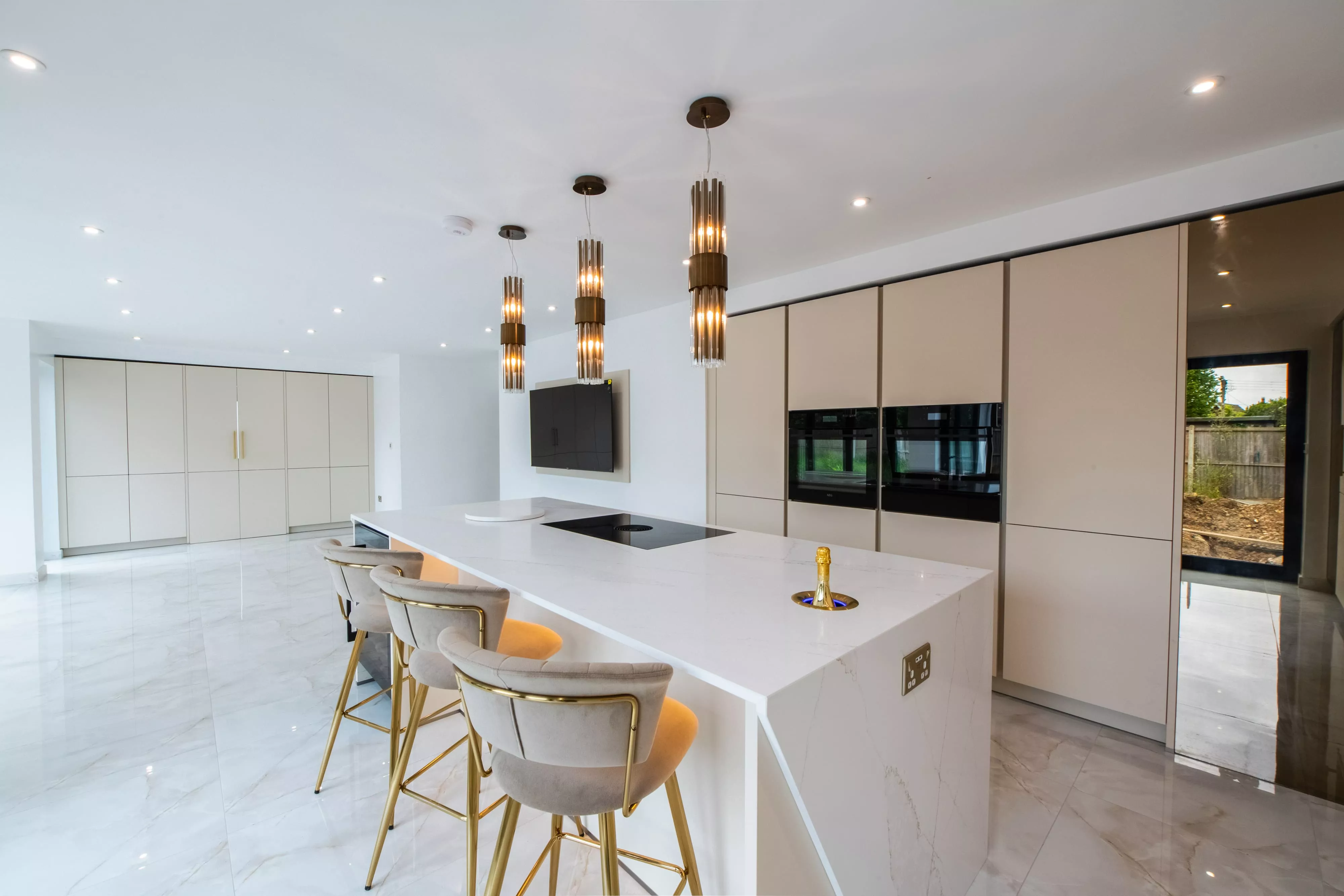 Sophisticated Beige German Handleless Kitchen