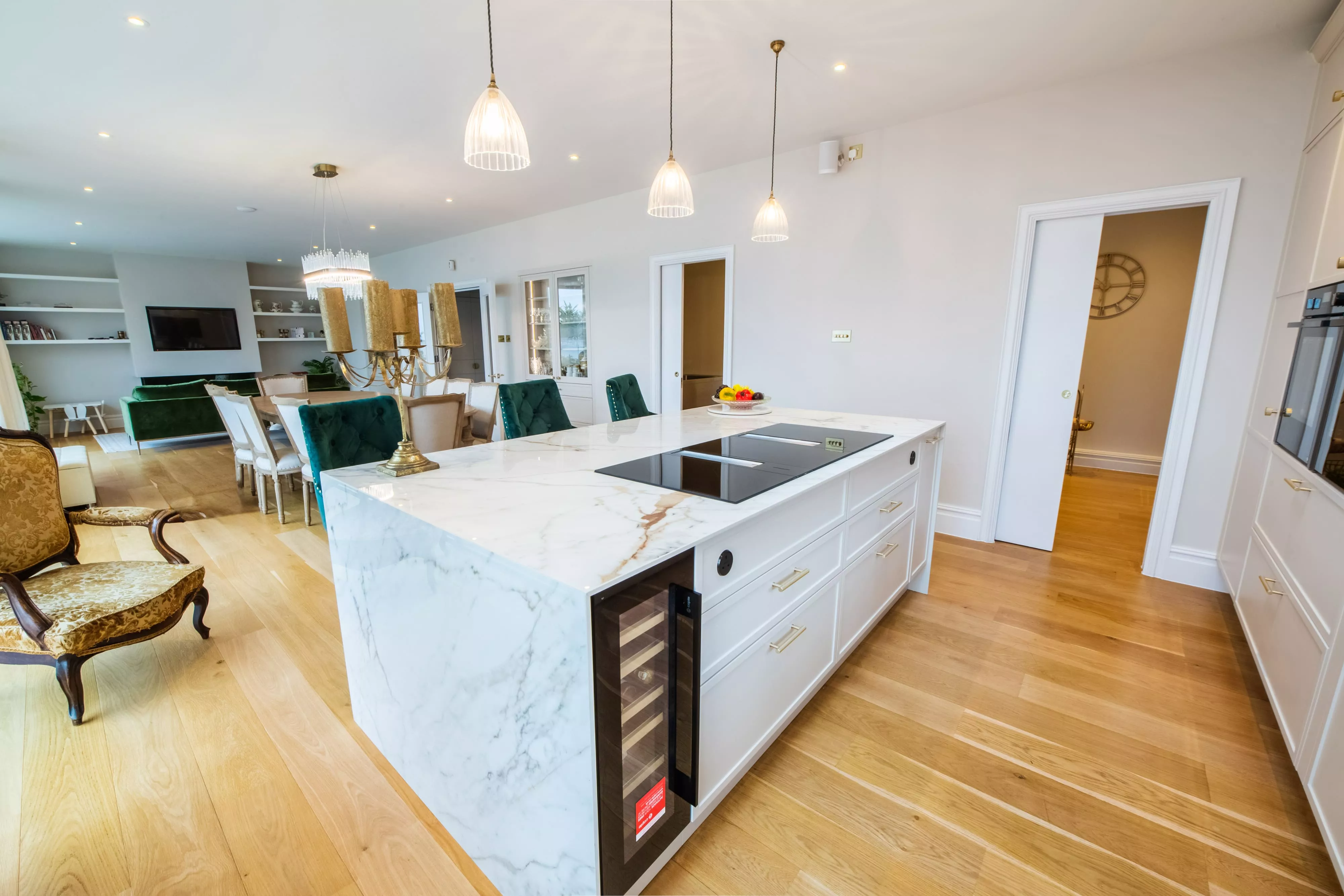 Full width kitchen and dining area